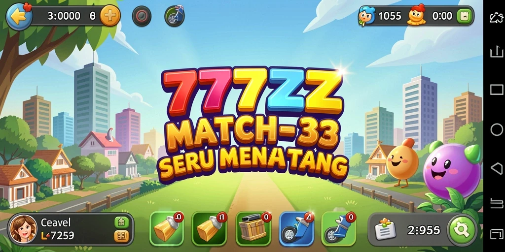 Tampilan gameplay 777ZX dengan berbagai permata berwarna-warni.