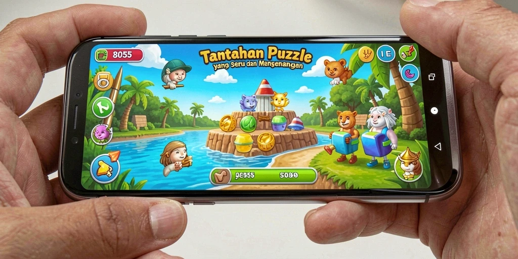 Tampilan gameplay puzzle yang menarik dan penuh tantangan.