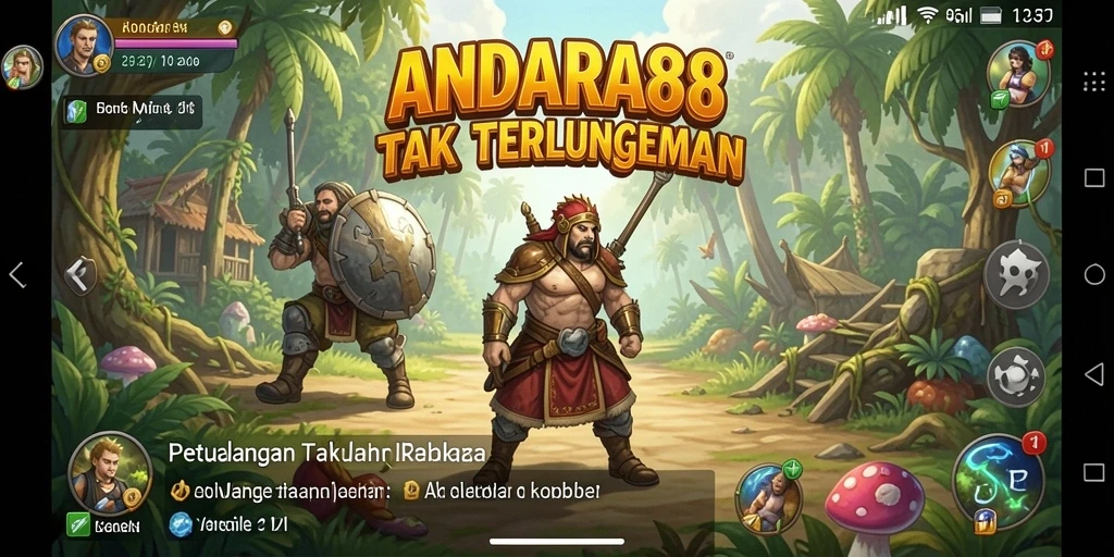 Tangkapan layar menunjukkan karakter utama menjelajahi hutan misterius.