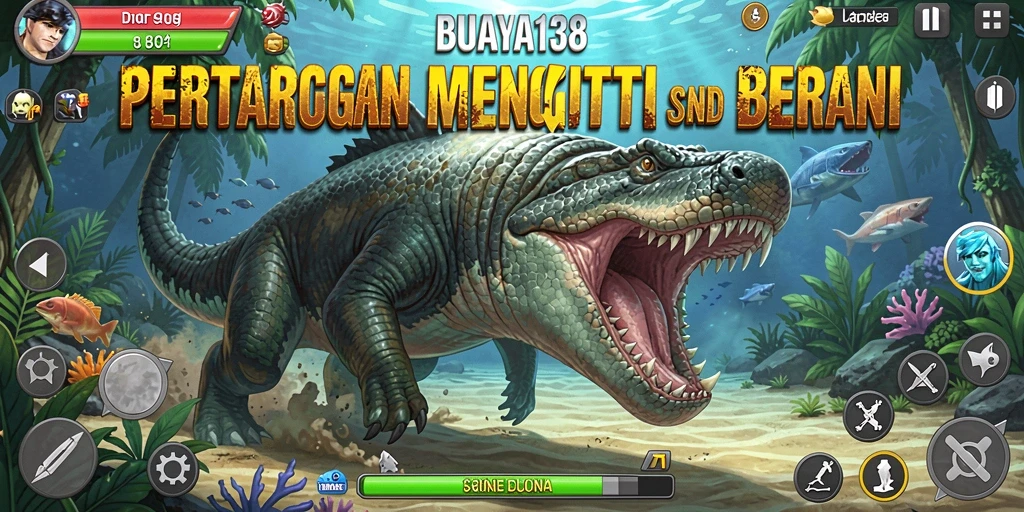 Screenshot gameplay BUAYA138 menampilkan karakter bertarung di arena yang menegangkan.