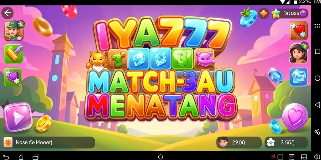 Tampilan gameplay seru dari IYA777 dengan tantangan Match-3.