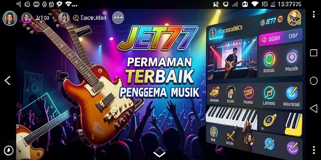 Tampilan gameplay JET77 yang menarik dan interaktif dalam musik.