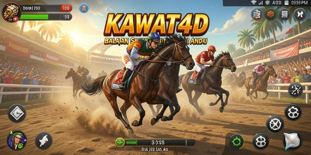 Tampilan gameplay seru KAWAT4D dengan balapan mendebarkan.