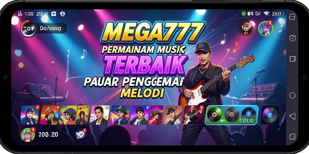 Tampilan gameplay <strong>MEGA777</strong> dengan tantangan irama yang seru.