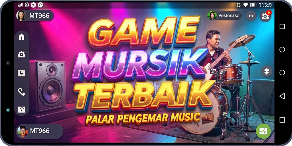 Screenshot utama MT966 menampilkan gameplay seru di aplikasi musik.