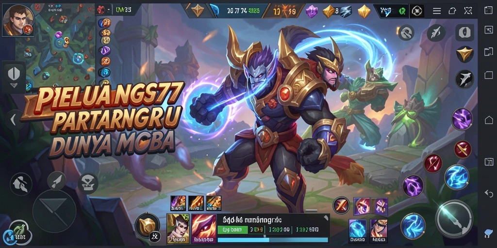 Tangkapan layar PELUANG77 yang menunjukkan aksi seru di arena MOBA.