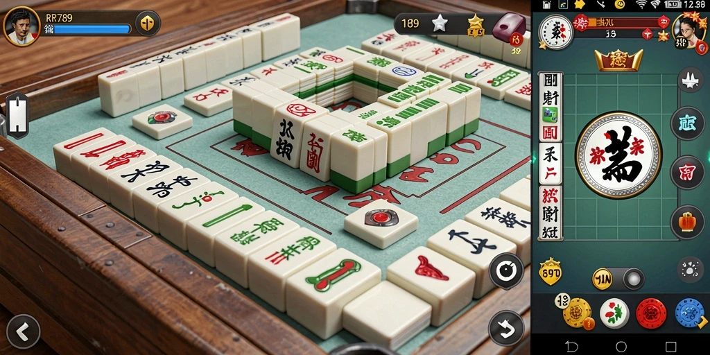 Tampilan gameplay menarik dari RR789 yang menampilkan tantangan Mahjong.