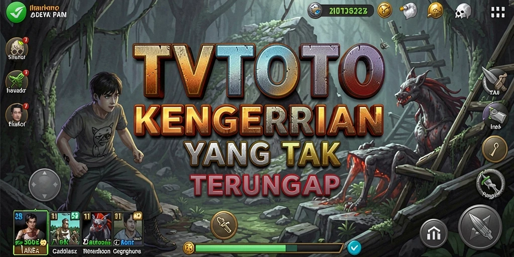 Screenshot gameplay TVTOTO menunjukkan momen mencekam saat karakter sedang melarikan diri.