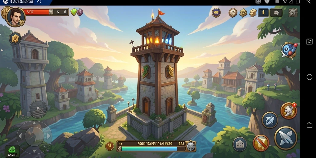 Tampilan gameplay V07 saat menghadapi serangan musuh di Tower Defense.