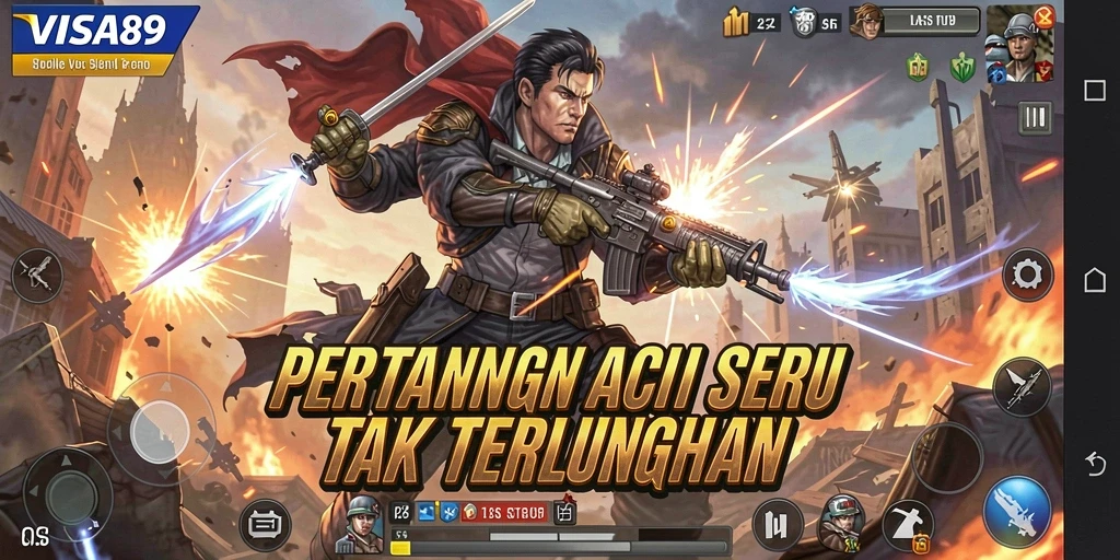 Gameplay seru dan mendebarkan dalam pertarungan aksi.