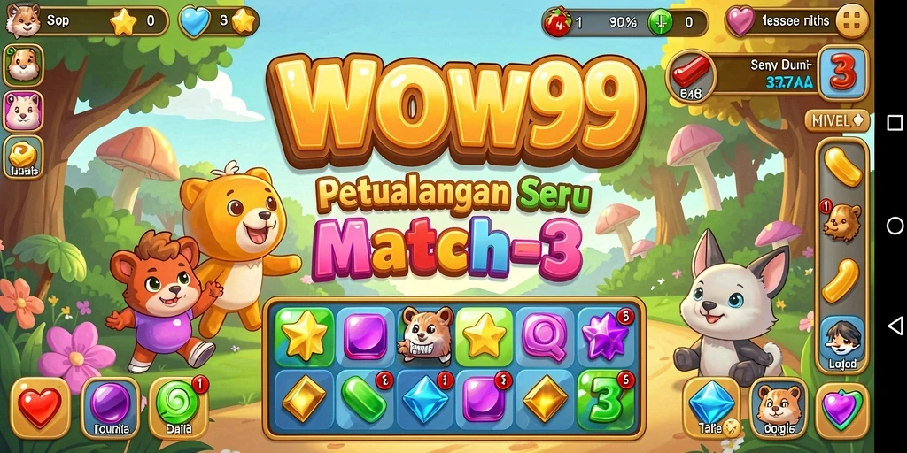 Tampilan gameplay WOW99 menampilkan aksi mencocokkan yang menawan.